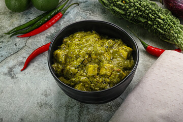 Indian cuisine - palak paneer cheese with spinach