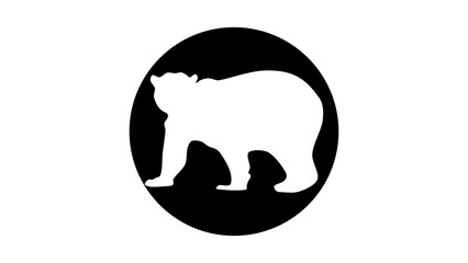 white bear logo, black isolated silhouette