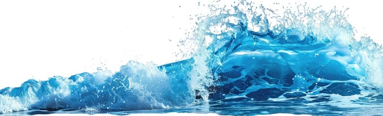 Close up of an aqua wave against a white sky background