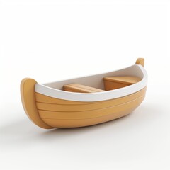 Cute Boat Cartoon Clay Illustration, 3D Icon, Isolated on white background