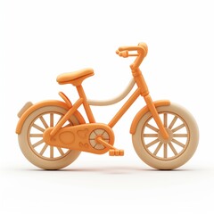 Cute Bicycle Cartoon Clay Illustration, 3D Icon, Isolated on white background