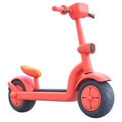 Cute Electric Scooter Cartoon Clay Illustration, 3D Icon, Isolated on white background