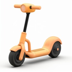 Cute Electric Scooter Cartoon Clay Illustration, 3D Icon, Isolated on white background