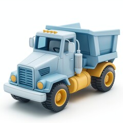 Cute Construction Truck Cartoon Clay Illustration, 3D Icon, Isolated on white background