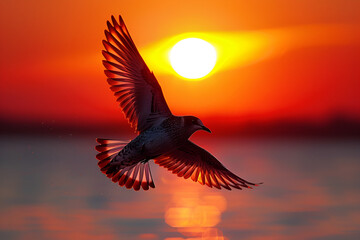 Sunset Bird Inspirational Images Flying Silhouet,
Birds flying and gliding slowly and majestic on the sky - Powered by Adobe