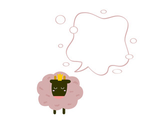 かわいいヒツジと吹き出し