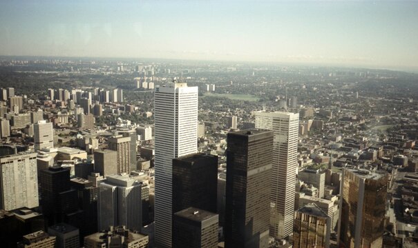 Vintage panoramic photo from Toronto CN Tower - September 1982