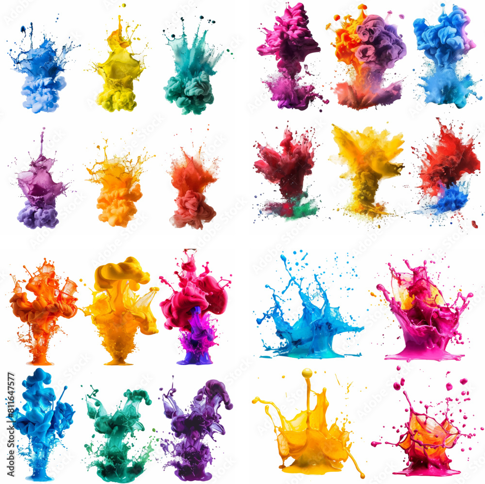 Canvas Prints splatter spot stain splashing explosion ink rainbow spray smoke vibrant creativity watercolor paint