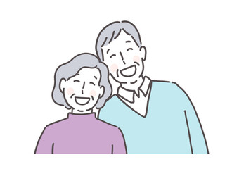 笑顔で寄り添う老夫婦