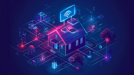 Internet of things iot and Smart home concept. 5g netw