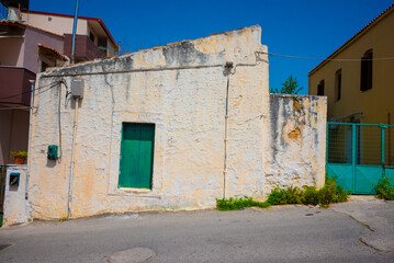 Traditional old houses and in Archanes village in Herakleio, Crete. Street view