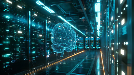 Fototapeta premium Futuristic Vision: Exploring the Synergy of Brain and Technology