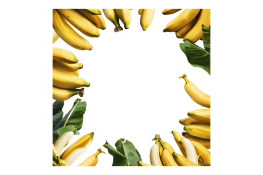 Banana border isolated on transparent background