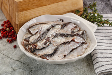 Anchvy canned fish fillet preserve