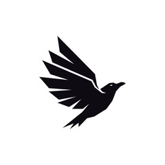 raven fly logo design icon silhouette. Vector illustration