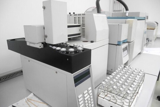 Mass detector coupled with GC-MS - Gas Chromatography. Analytical laboratory.