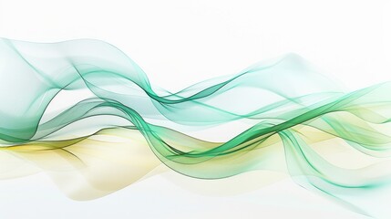 A digital art illustration of an abstract green and yellow gradient background with flowing lines
