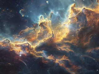 Fototapeta premium Awe-Inspiring Cosmic Explosion:Vibrant Celestial Landscape Showcasing the Grandeur of the Universe