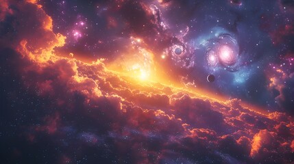 Captivating Cosmic Panorama:Celestial Glow and Interstellar