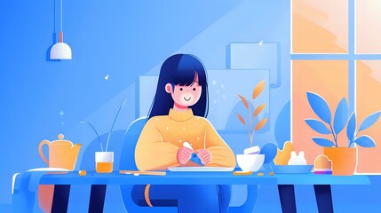 Obraz premium Smiling female crafter happily engaged in creative and cozy environment
