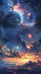 Celestial Wonderland:A Breathtaking Cosmic Landscape of Ethereal Splendor and Interstellar Adventure