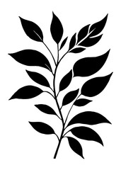 Fototapeta premium Botanical black and white pattern. Abstract plant shapes. Minimalist illustration for printing on wall decorations, for use in graphics, for tattoos. Generated by Ai