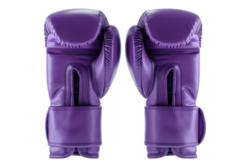 Purple boxing gloves isolated on transparent background