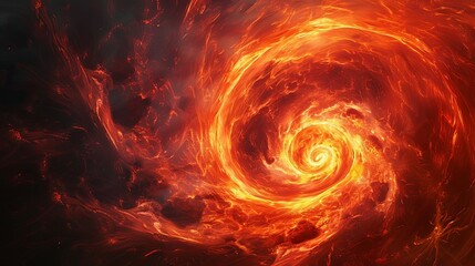 The image is a depiction of a fire tornado. The fire tornado is a swirling vortex of hot gases and flames.