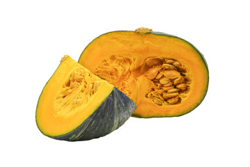 slice of pumpkin with seeds isolated on white in png format