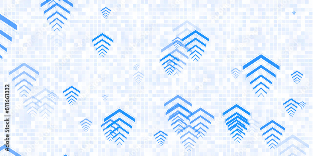 Aufkleber abstract blue arrow patterns on a mosaic-like transparent background, giving a concept of direction 