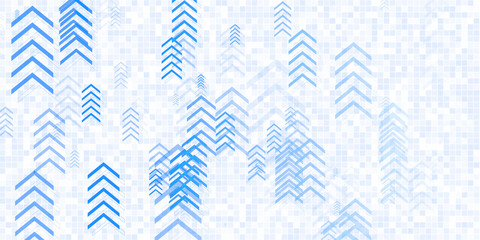 A blue and white abstract geometric pattern, on a transparent grid background, illustrating a data flow or technology concept