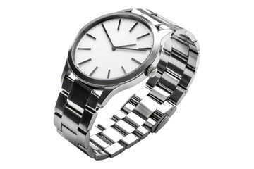 Stainless steel watch isolated on transparent background