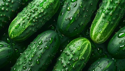 Fresh cucumbers with water drops. Close-up. Background.