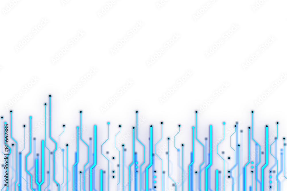 Aufkleber Abstract circuit lines and dots pattern fading to a white background, representing a digital or technological concept