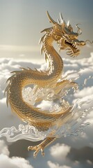 Fototapeta premium Golden dragon in the sky.