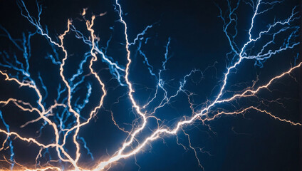 Dynamic burst of blue energy lightning against a backdrop.