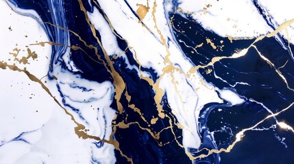 White marble luxury, dark blue with gold streaks, full focus, website background, design template 