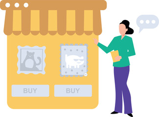 Girl doing NFT shopping online.