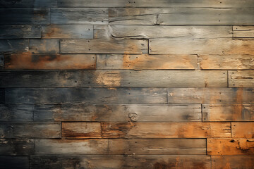 Detailed vintage wooden wall with sunlit textures, showcasing color depth.