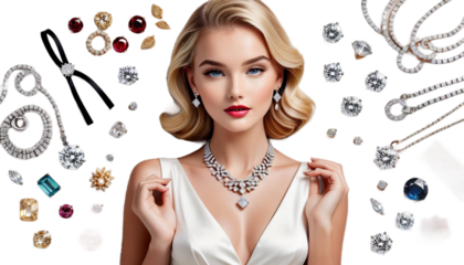 fashion model diamond beautiful necklace luxury sunny photoshoot photo shoot woman beauty hair face glamour brunette person eye people lip skin smile closeup lady make-up sensual studio elegance dark