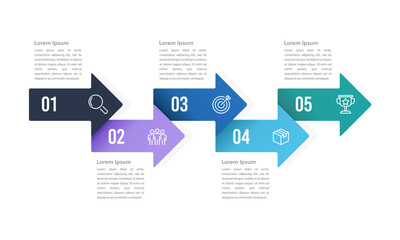 Infographic arrows design 5 options or steps. Vector illustration.