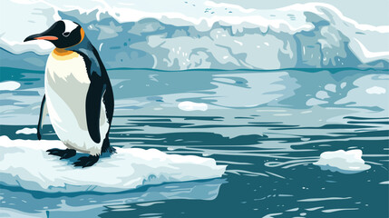 Arctic Penguin on ice floe style vector design