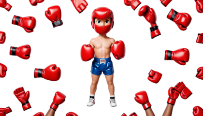 red boxing little 3d hands gloves guy three-dimensional humorous abstract people human white grey cartoon glove athletic succeed winner first successful success punch top champion