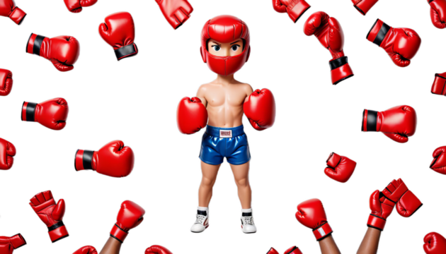 red boxing little 3d hands gloves guy three-dimensional humorous abstract people human white grey cartoon glove athletic succeed winner first successful success punch top champion