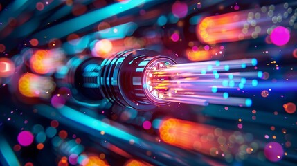 Explore the endless possibilities of data transmission technology with a vibrant illustration showcasing bundled fiber optic cables