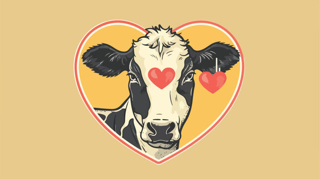 Badge of we love animals with a cow style vector