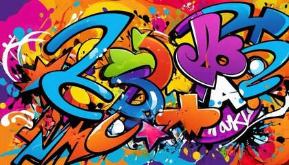Obraz premium Abstract graffiti art background with vibrant colors and street art motifs.