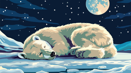 Bear Polar Sleep North pole Arctic style vector