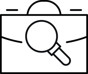 Briefcase by Magnifying Glass Monoline Sign. Perfect for design, infographics, web sites, apps