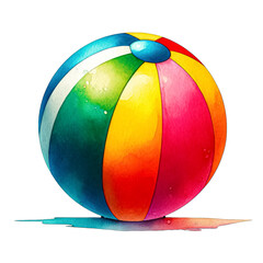 A beautifully crafted watercolor illustration of a colorful beach ball.